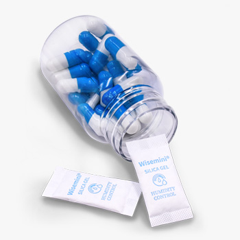 WiseMini® Silica Gel Humidity Control in Pharmaceutical Bottle