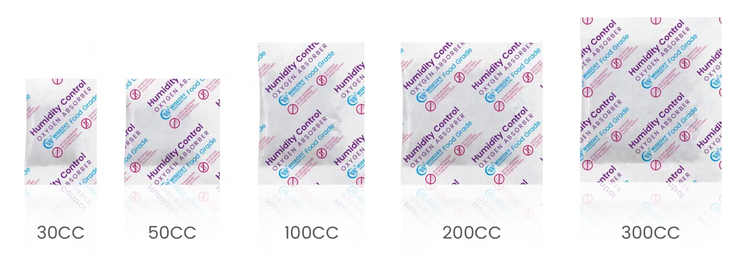 Humidity Control and Oxygen Absorber - Sizes
